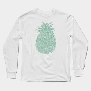 Mint Green Glitter Filled Pineapple Design Long Sleeve T-Shirt